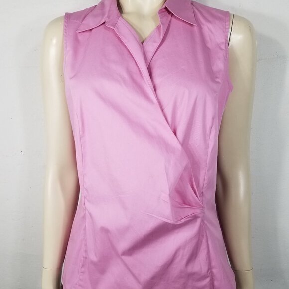 Talbots Tops - NWT Talbots pink V-Neck faux wrap sleeveless shirt blouse ladies size 10